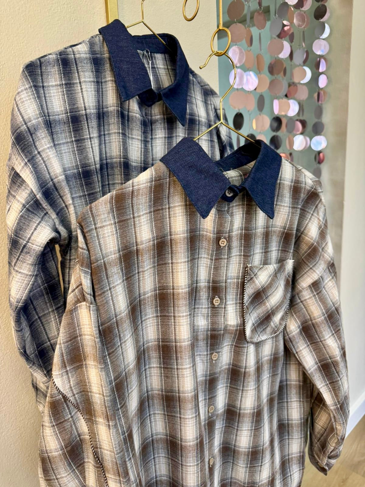 Camicia Quadri colletto Jeans