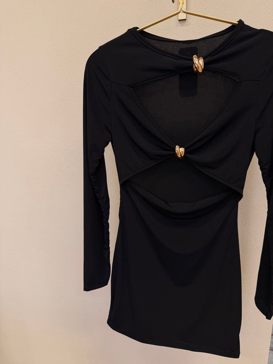 Mini Black dress inserti dorati