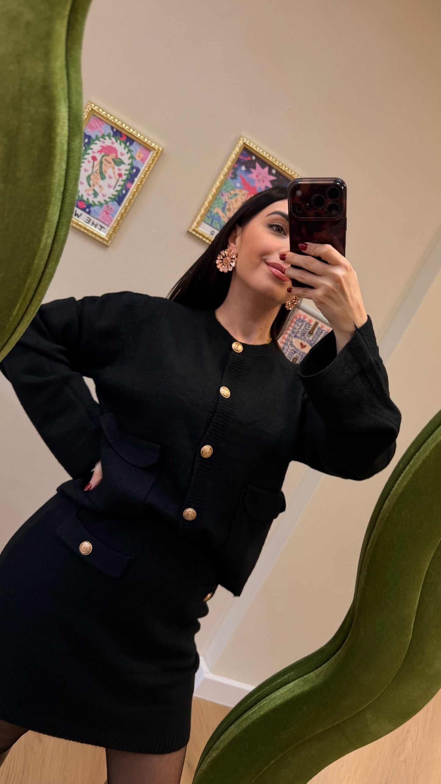 Coordinato Cardigan Gonna Bottoncini