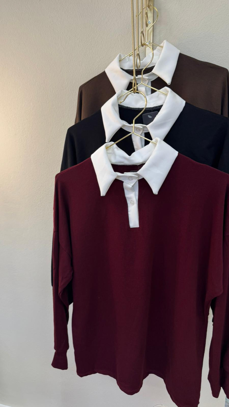 Maglia Tinta unita Colletto bianco