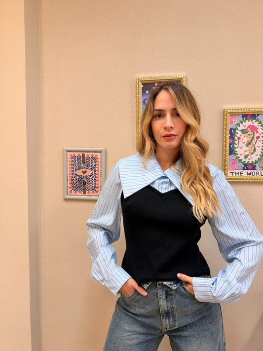 Camicia maglioncino scollo a cuore